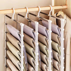 Multi-Layer Pants Hanger Space Saving Closet Organizer Foldable Trousers Clothes Rack Wardrobe Storage with Non Slip Clips