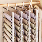 Multi-Layer Pants Hanger Space Saving Closet Organizer Foldable Trousers Clothes Rack Wardrobe Storage with Non Slip Clips